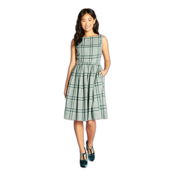 Modcloth Dresses & Skirts - Saint Geraldine Modcloth It all Plaids Up Retro Swing Dress sz Small Green Prep